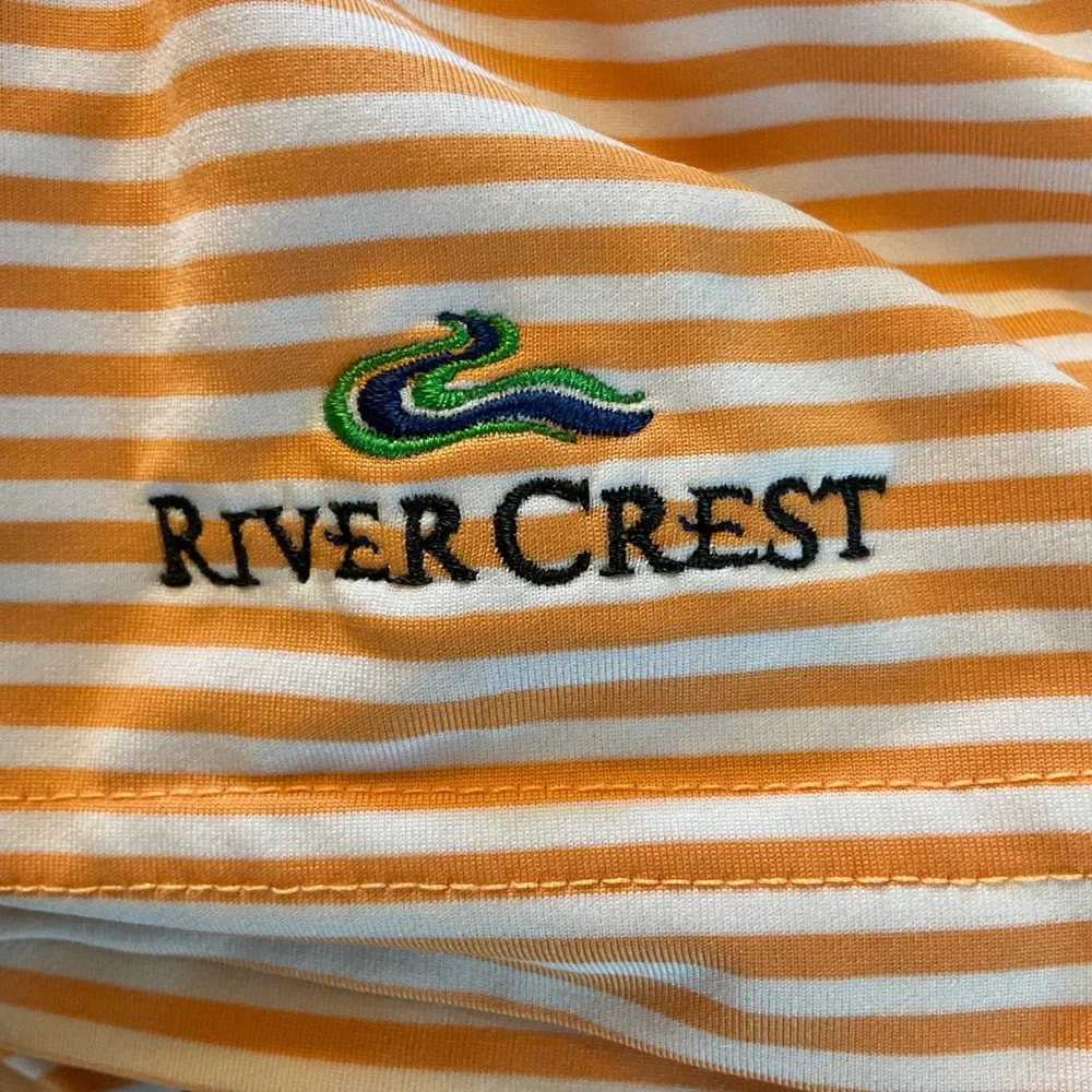 Vineyard Vines Men Orange Stripe Performance Polo Shirt M Golf Pickleball Tennis